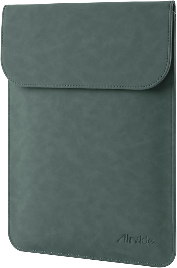 Allinside 13 inch Laptop Sleeve Case for MacBook Neo A18 Pro/MacBook Air 13 2018-2026/MacBook Pro 13 2016-2022, Waterproof PU Suede Leather Laptop Sleeve Bag Protective Vertical Case Cover, Dark Green