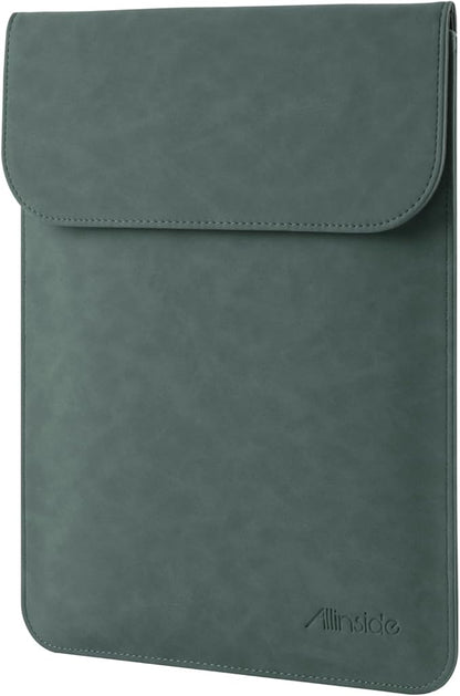 Allinside 13 inch Laptop Sleeve Case for MacBook Neo A18 Pro/MacBook Air 13 2018-2026/MacBook Pro 13 2016-2022, Waterproof PU Suede Leather Laptop Sleeve Bag Protective Vertical Case Cover, Dark Green