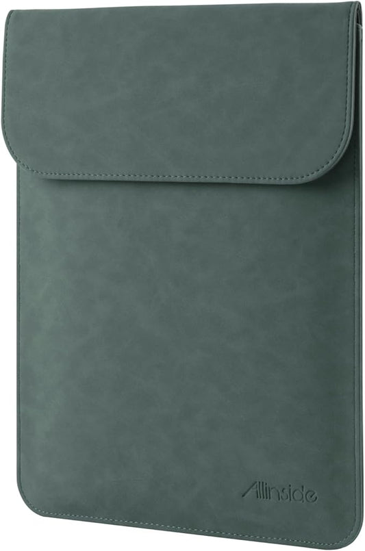 Allinside 13 inch Laptop Sleeve Case for MacBook Neo A18 Pro/MacBook Air 13 2018-2026/MacBook Pro 13 2016-2022, Waterproof PU Suede Leather Laptop Sleeve Bag Protective Vertical Case Cover, Dark Green