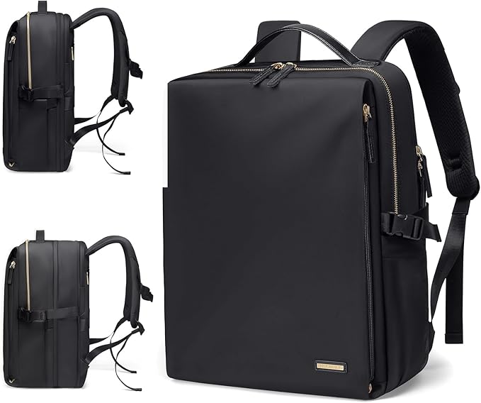 GOLF SUPAGS Stylish Laptop Backpack for Women Airline Approved Perfect for Work College and Travel Multi-Functional Casual Daypack Fits 17.3 Inch Notebook (Black)