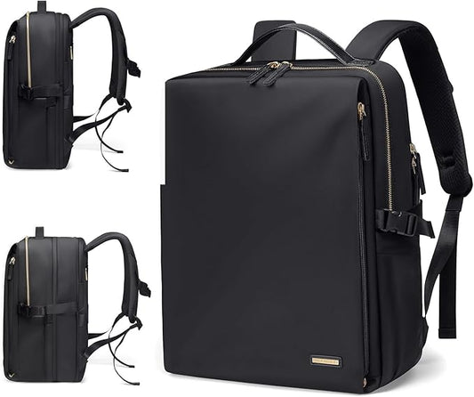 GOLF SUPAGS Stylish Laptop Backpack for Women Airline Approved Perfect for Work College and Travel Multi-Functional Casual Daypack Fits 17.3 Inch Notebook (Black)