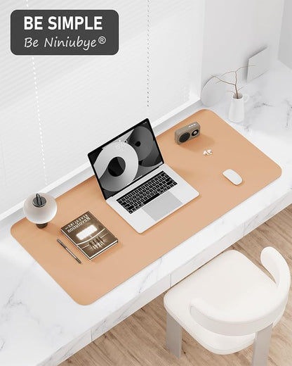 Desk Pad, 23.6" x 13.8" PU Leather Non-Slip Desk Mat Large Mouse Pad for Desktop, Waterproof Laptop Computer Writing Mat for Office, Home, Work, Gaming, Lead Yellow