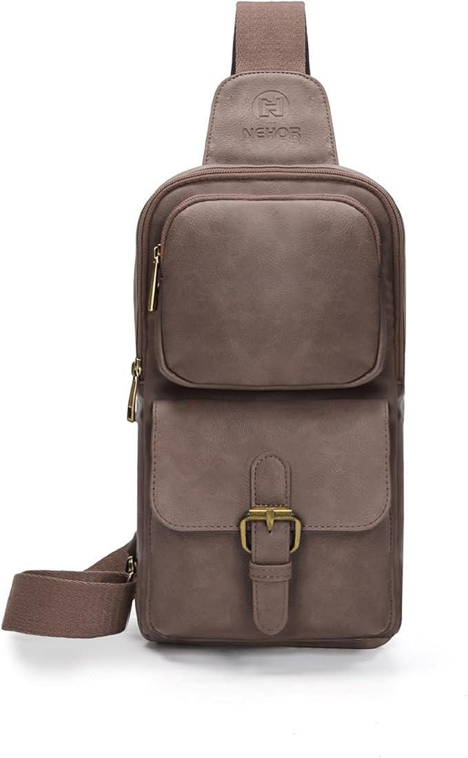 Sling Bag for Men Women Pu Leather Crossbody Bag Waterproof Funny Waist Pack Vintage Shoulder Bags