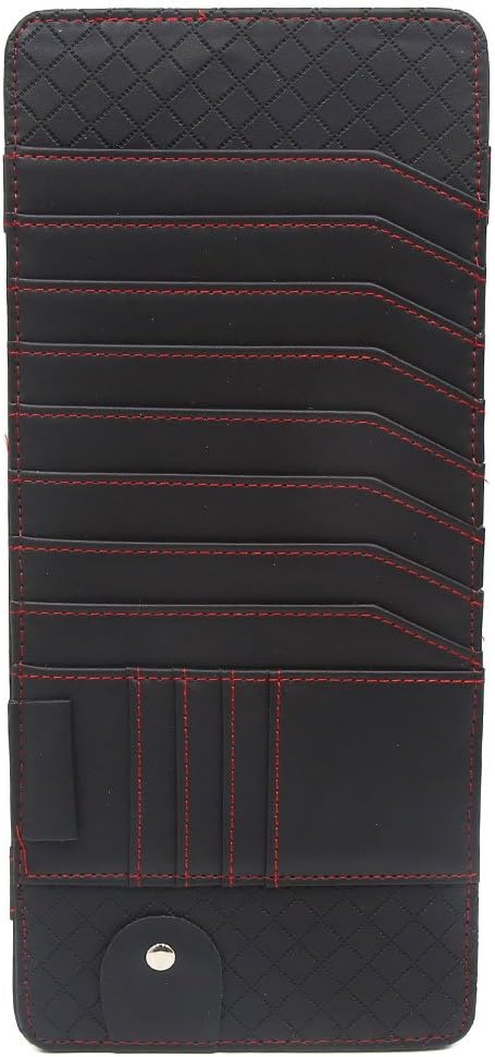 uxcell Black Faux Leather Car Sun Visor CD DVD Storage Sunglass Card Holder Pocket