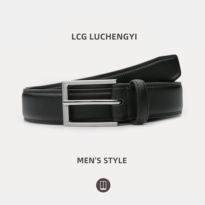 Mens Genuine Leather Dress Belt Classic Casual Belt with Single Prong Buckle for Jeans Pants Work and Business