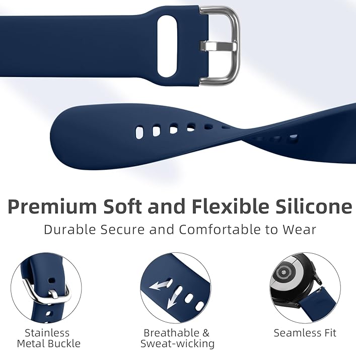 DaQin 10 Pack Bands Compatible with Samsung Galaxy Watch 7/6/5/4 40mm 44mm/Watch 6 Classic 43mm 47mm/Watch 5 Pro 45mm/Watch 4 Classic/Active 2 Band, 20mm Soft Silicone Sport Strap Wristbands Women Men