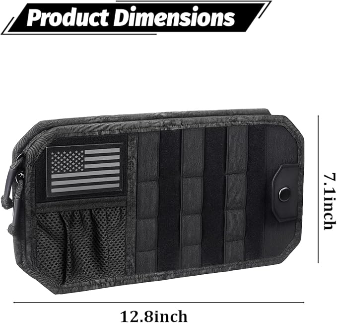 American Flag Car Sun Visor Organizer, Multi-Pockets Vehicle Visor Storage Bag with Zipper Storage Pouch and Sunglasses Holder Clip, Auto Interior Pocket Organizers, Universal Fit