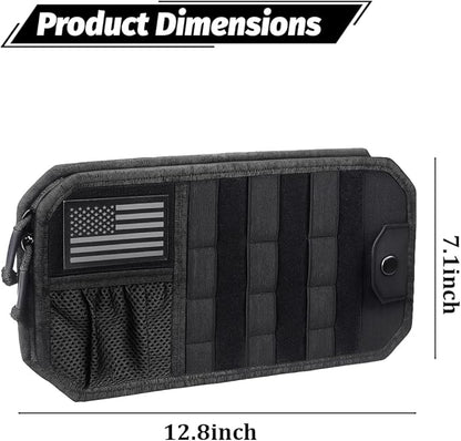 American Flag Car Sun Visor Organizer, Multi-Pockets Vehicle Visor Storage Bag with Zipper Storage Pouch and Sunglasses Holder Clip, Auto Interior Pocket Organizers, Universal Fit