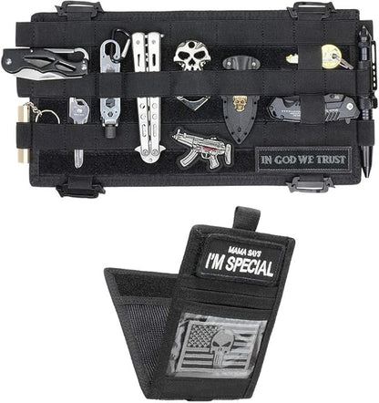 WYNEX Molle Car Visor Organizer with Detachable Card Pouch | Auto Sun Visor Storage Molle Panel with Elastic Webbing Slots for Glasses & Tactical Gear | Fit Most Vehicle, Jeeps, SUVs & Trucks