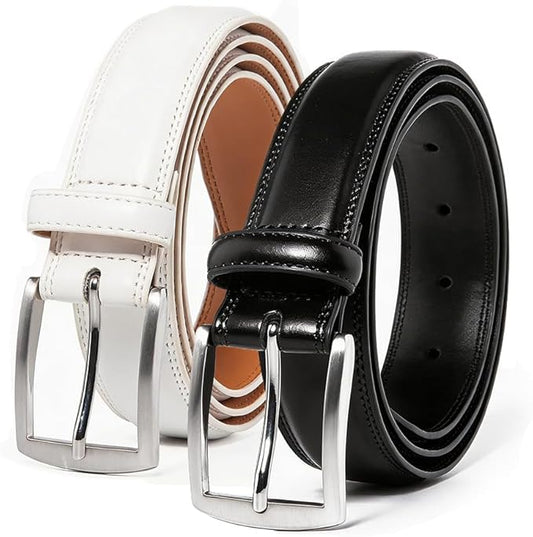 Mens Genuine Leather Dress Belt for Men, Handmade, 100% Cow Leather,Classic Casual and Business Belt Prong Buckle