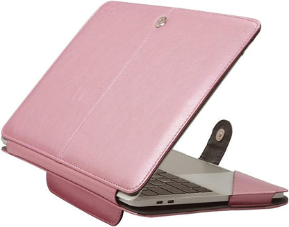 MOSISO Case Compatible with MacBook Air 13.6 inch M4 M3 M2 2025-2022 /Air 13 M1 2022-2018 /Pro 13 inch M2 M1 2025-2016, PU Leather Portfolio Protective Stand Cover, Rose Gold