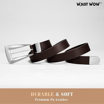 Women's Leather Belts for Jeans Pants Fashion Leather Waist Belt Ladies Dress Belts with Gold/Silver Buckle