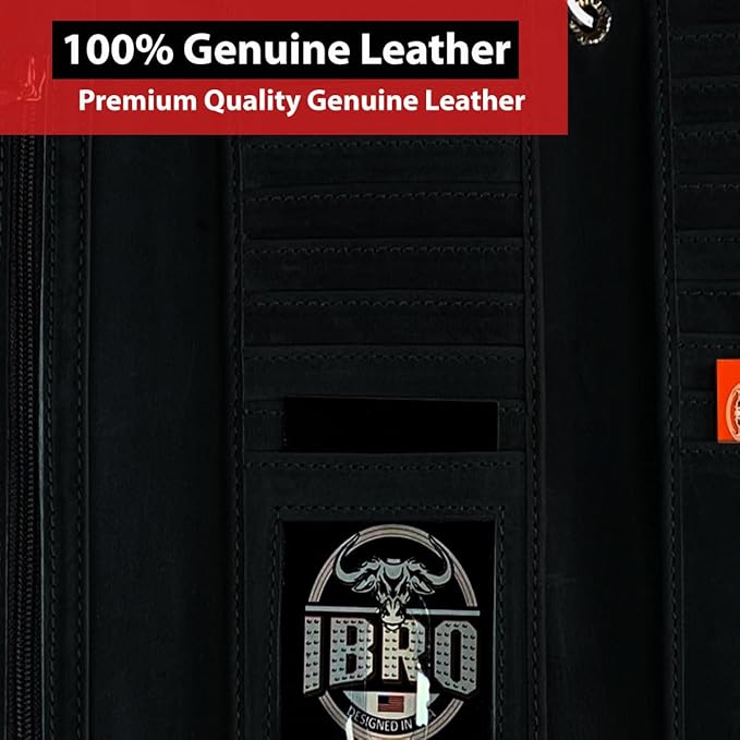 IBRO VINTAGE Motorcycle Chain Wallet for Men – Premium Cowhide Leather, RFID Tri-Fold Biker Wallet with Heavy Duty Chain for Bikers Truckers & Hunters, Credit Card Money Organizer Long Wallet | Long Trifold, RFID Blocking, Men's, Trucker Biker
