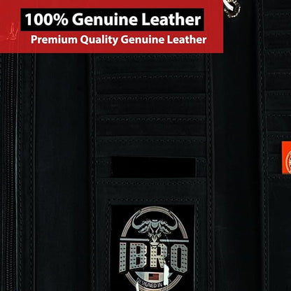 IBRO VINTAGE Motorcycle Chain Wallet for Men – Premium Cowhide Leather, RFID Tri-Fold Biker Wallet with Heavy Duty Chain for Bikers Truckers & Hunters, Credit Card Money Organizer Long Wallet | Long Trifold, RFID Blocking, Men's, Trucker Biker