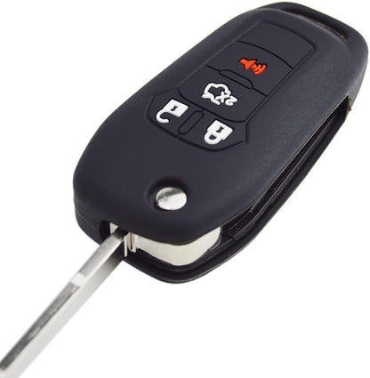 Silicone Rubber Key Fob Cover Protector for Ford Fusion Explorer (Flip Key) N5F-A08TAA 164-R7986 5924003 4 Button Remote Control