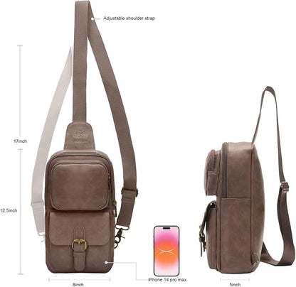 Sling Bag for Men Women Pu Leather Crossbody Bag Waterproof Funny Waist Pack Vintage Shoulder Bags