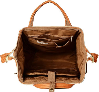 Kah&Kee Leather Backpack for Women and Men 15-inch Laptop Bag | Teacher Professional, Diaper Bag Backpack, Ideal for Work, School, Nurse, College & Travel (Buff/Camel, Medium)