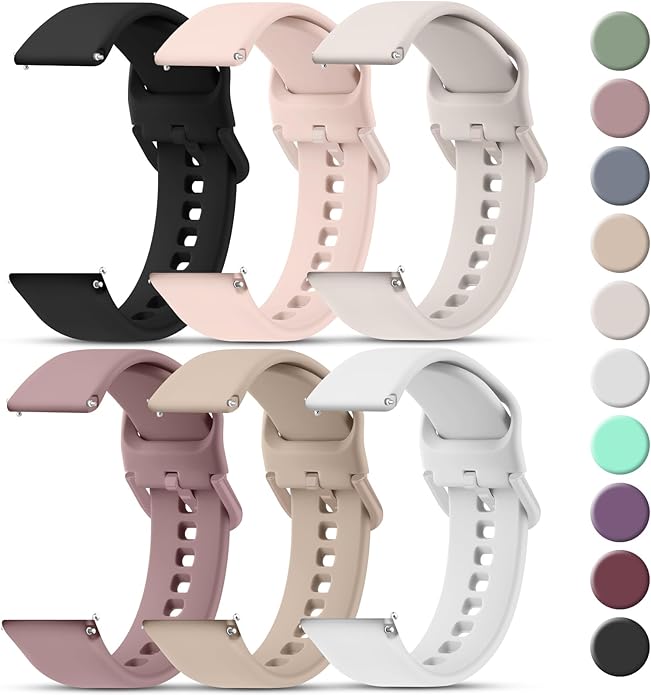 Tobfit 20mm 22mm Watch Bands Quick Release Watch Straps with Color Matched Metal Buckle, Soft Silicone Breathable Replacement Sport Watch Wristbands for Women Men