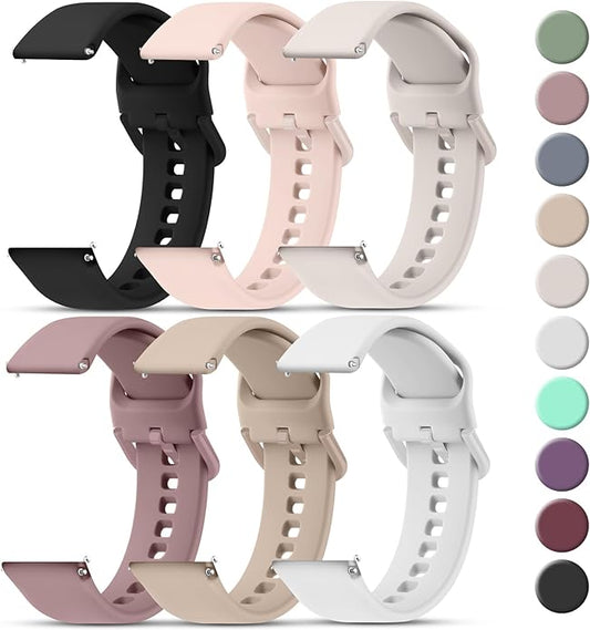 Tobfit 20mm 22mm Watch Bands Quick Release Watch Straps with Color Matched Metal Buckle, Soft Silicone Breathable Replacement Sport Watch Wristbands for Women Men