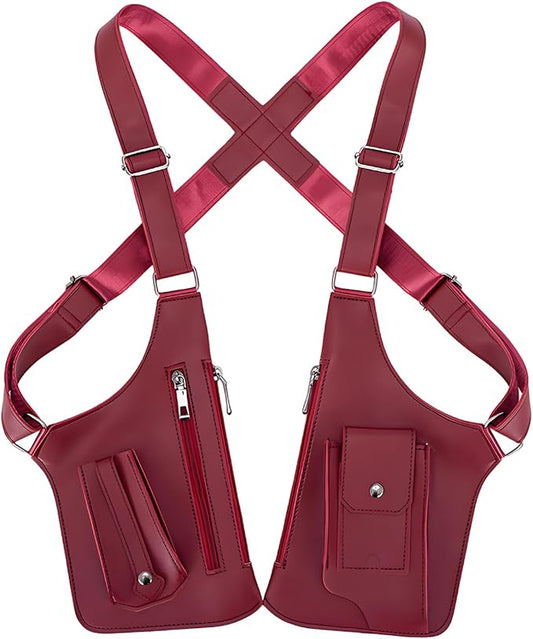 Double Shoulder Armpit Bag for Men, Anti-Theft Underarm Shoulder Holster Bag with Adjustable Strap, Hidden Phone Wallet Pocket for Travel & Daily Commute (Burgundy)