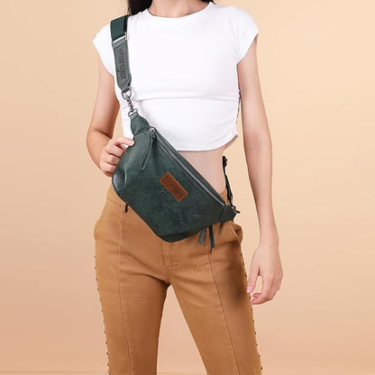 Wrangler Large Fanny Packs for Women Waist Bag Travel Belt Bags Crossbody Sling Purse WG82-194GN