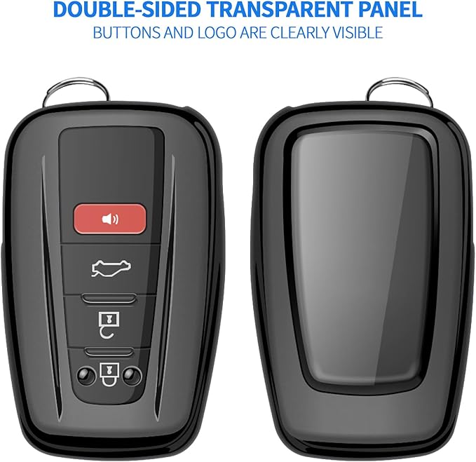 Autophone for Toyota Key Fob Cover with Keychain Soft TPU Key Shell Case,For 2019-2026 Rav4 2020-2022 Highlander Corolla Prius 2018-2024 Camry C-HR Avalon GT86 2021-2024 4runner(Black)