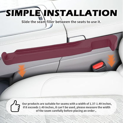 2PCS Car Seat Gap Filler Organizer,3 in 1 Car Seat Side Gap Filler with Hook for Avoiding Dropped Items,Universal No Drop Seats Guard for Filling Gaps 1.37-1.49 Inch Wide (Red)