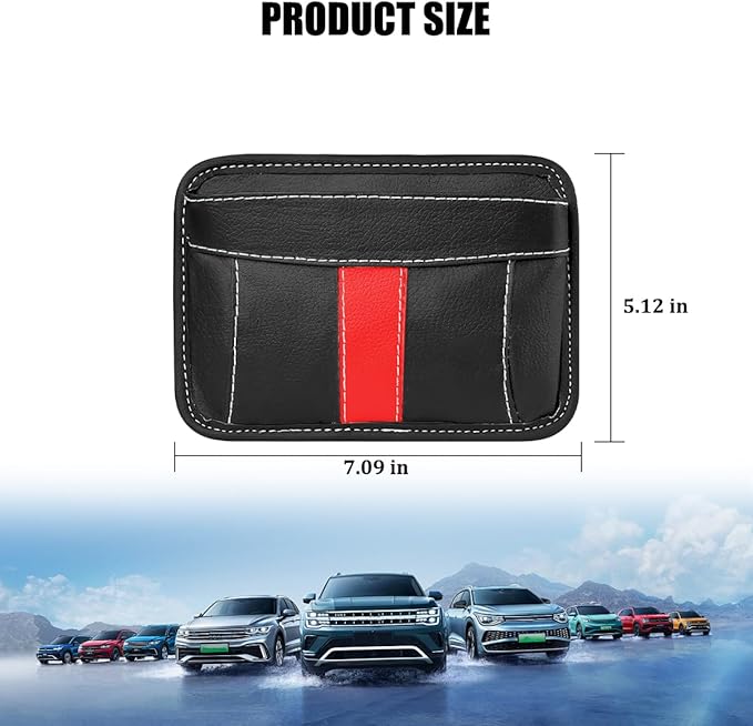 Car Seat Side Pocket Organizer, Leather Vehicle Seat Gap Filler Organizer, Automotive Console Side Cell Phone & Sunglasses Holder Storage Bag, Universal for SUV Automobile Truck (Black)