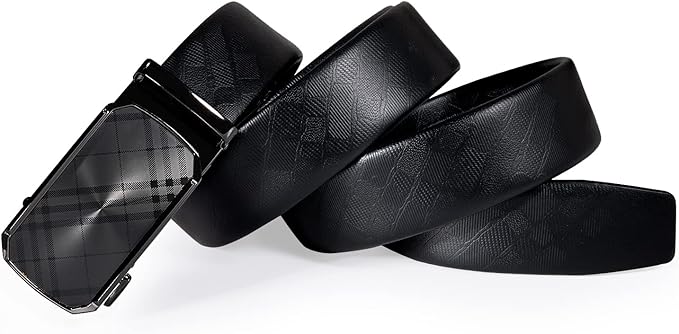 Dubulle Designer Mens Belts, Sliding Automatic Buckle Ratchet Dress Belt TOP Genuine Leather Strap Gifts