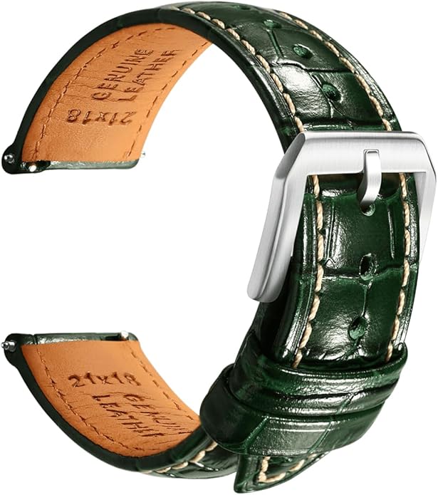 REZERO Leather Watch Bands for Men, Quick Release Watch Straps, Luxury Italian Alligator Grain Embossed Band Replacements 19mm 20mm 21mm 22mm
