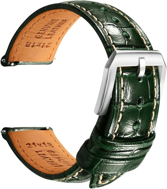 REZERO Leather Watch Bands for Men, Quick Release Watch Straps, Luxury Italian Alligator Grain Embossed Band Replacements 19mm 20mm 21mm 22mm