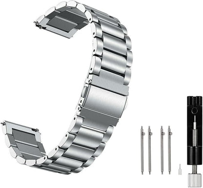 MORAN Stainless Steel Watch Band Quick Release Replacement Metal Strap 18mm 20mm 22mm Men Women, Silver+Folding Clasp