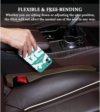 IHOTDER Car Seat Gap Filler,Super Flexible Car Side Seat Gap Filler Car Accessories for Women & Men,Universal CCar Organizer Between Seats for Tightly Filling Seat Gaps(Brown/2PCS)