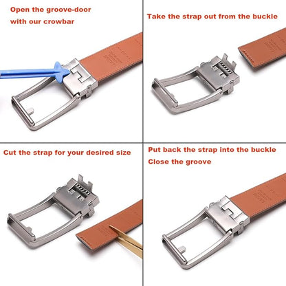 Fabio Valenti Mens Belt,Ratchet Belt Dress with 1 3/8" Genuine Leather with Easier Adjustable Buckle, Trim to Fit