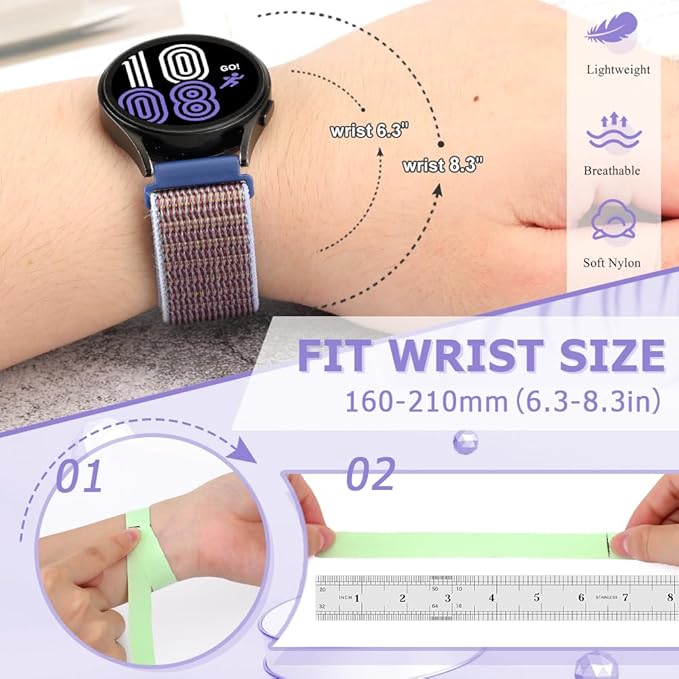19mm Nylon Sport Quick Release Watch Bands Compatible with GRV FC1/FC5/Willful/YAMAY/Letsfit/LETSCOM/TEMINICE/LIFEBEE/Lintelek ID205 ID205L ID205G ID205S ID205U/Blackview Band for Women Men