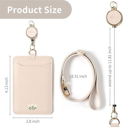 EKAX ID Badge Holder with Adjustable Lanyard & Retractable Badge Reel Clip, Double-Sided Card Holder for Office, Bus Pass, Student, Nurse, Police, Teacher-Rabbit Tail