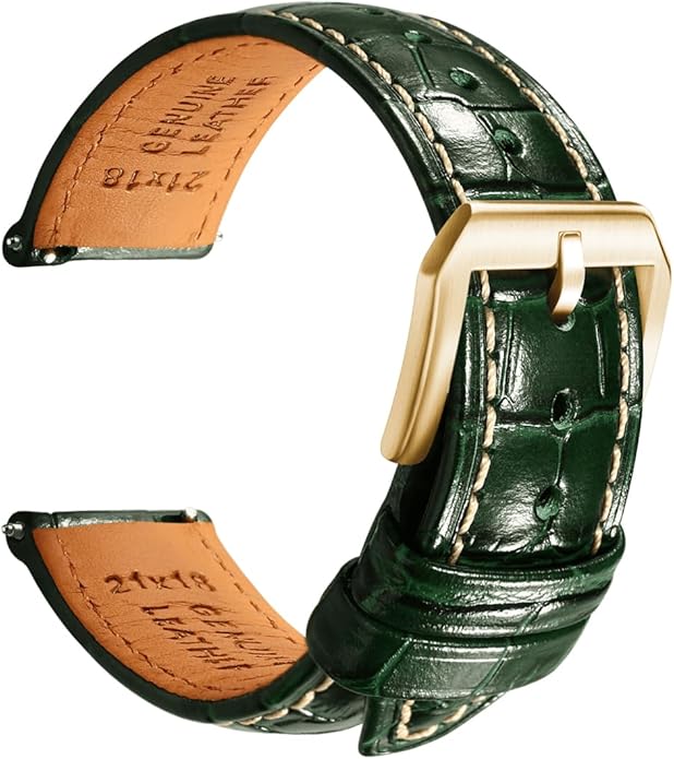 REZERO Leather Watch Bands for Men, Quick Release Watch Straps, Luxury Italian Alligator Grain Embossed Band Replacements 19mm 20mm 21mm 22mm