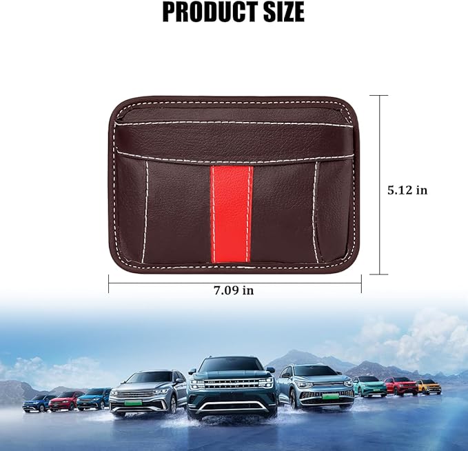 Car Seat Side Pocket Organizer, Leather Vehicle Seat Gap Filler Organizer, Automotive Console Side Cell Phone & Sunglasses Holder Storage Bag, Universal for SUV Automobile Truck (Coffee)