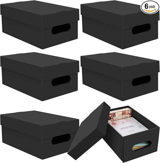 6PCS Photo Storage Box for 5"x7" Photos,12.8“ x 7.87“ x 5.3“ Picture Box Store and Protect Pictures with Lid, Photo Storage Box Documents Black
