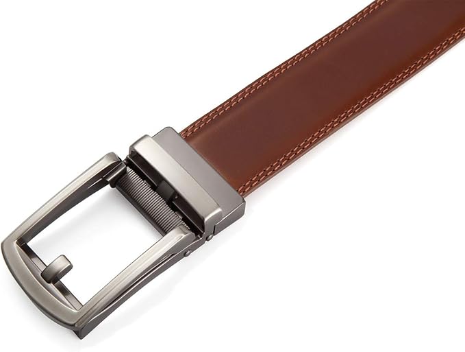 Lingli Men's Belt,Ratchet Dress Belt with Automatic Buckle Brown/Black-Trim to Fit-35mm wide