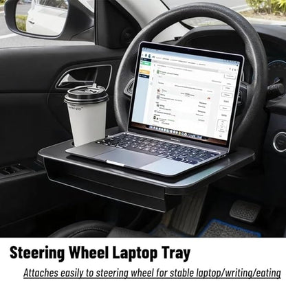 2 In 1 Steering Wheel Desk, Universal Steering Wheel Tray Table With Seat Gap Filler Organizer in Between Seat Organizer Car Food Tray For Laptop, Eating, Writing Work Road Trip