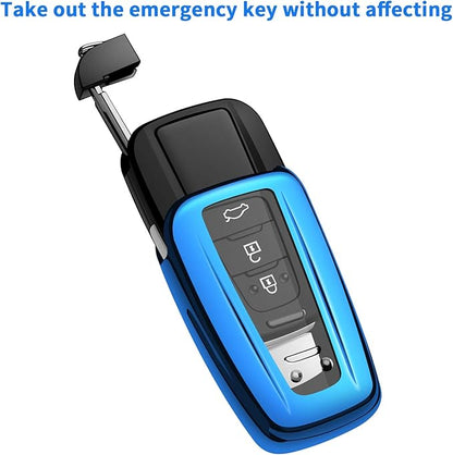 Autophone for Toyota Key Fob Cover with Keychain Soft TPU Key Shell Case,For 2019-2026 Rav4 2020-2022 Highlander Corolla Prius 2018-2024 Camry C-HR Avalon GT86 2021-2024 4runner(Blue)
