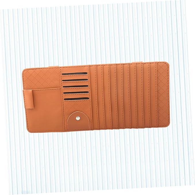 GLEAVI Multi-Functional Sun Visor Organizer Bag Leather Cd Holder for Car Stylish for Pens and Cards Convenient Storage for Vehicle Accessories