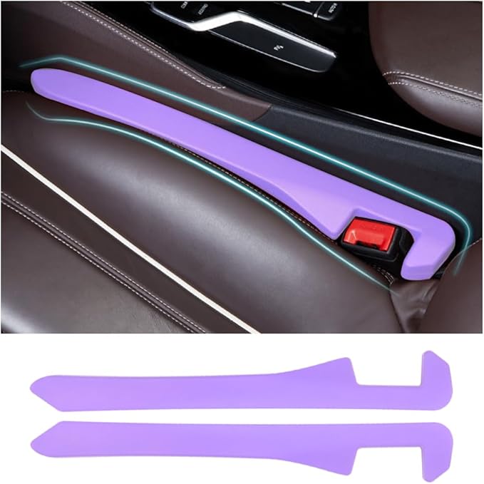 Junecarp Car Seat Gap Filler 2 Pack,Car Gap Filler Organizer to Impede Items from Dropping,Essential Interior Car Accessories Seat Gap Plug (Purple)