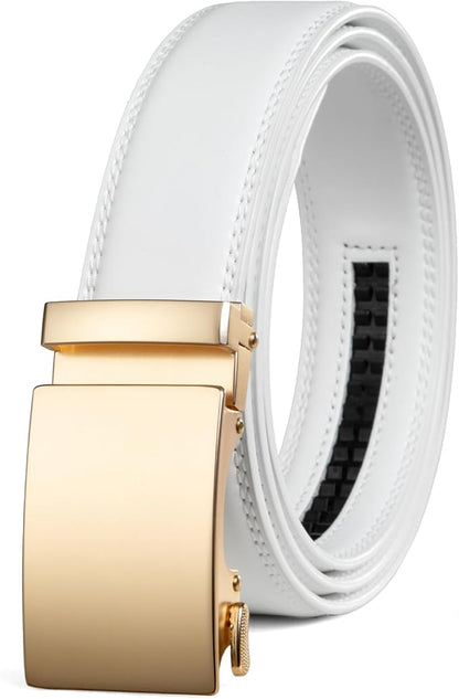 Founders & C Men's Ratchet Belt 1 3/8",Leather Dress Belt Adjustable with Click Sliding Buckle Trim to Exact Fit