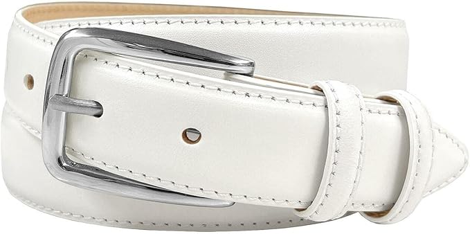 Andrew/Armando - Dress Belt Solid Brass Buckle (Gold & Silver) Genuine Full-Grain Cowhide Leather Belt 1-1/8"(30mm) Wide