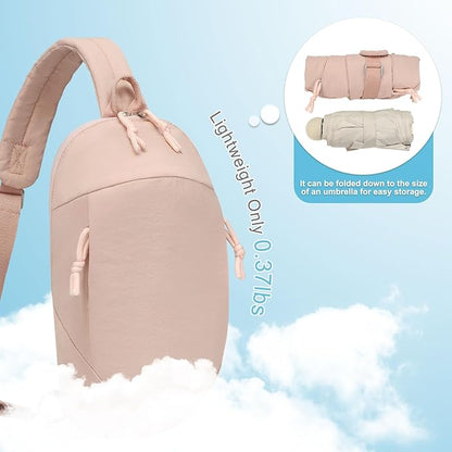 Small Sling Bag with RFID Blocking, Mini Fanny Pack for Women and Men, Convertible Crossbody Anti Theft Chest Bag for Travel Hiking Running, Pink