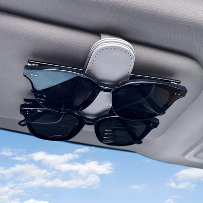 Visonx Sunglass Holder for Car Visor Clip, Magnetic Leather Eyeglass Hanger Clip for Car, Square Car Visor Accessories (Gray)