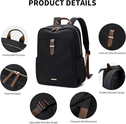 Laptop Backpack for Women,Carry on Travel Backpack Casual Work Business Backpacks Purse College,16 Inch,Black
