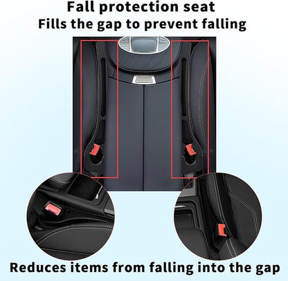 Car Seats Gap Filler Dual-Slot Car Seat Gap Organizer – with Belt Slot, Anti-Drop Gap Filler for Cars & SUVs – No More Lost Items, All Within Reach (2PCS) (Red)